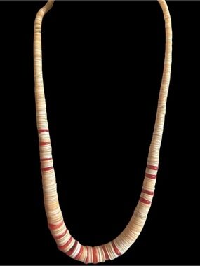 Vintage Santo Domingo Style Heishi Necklace - 58g - Genuine Shell & Coral - 18"